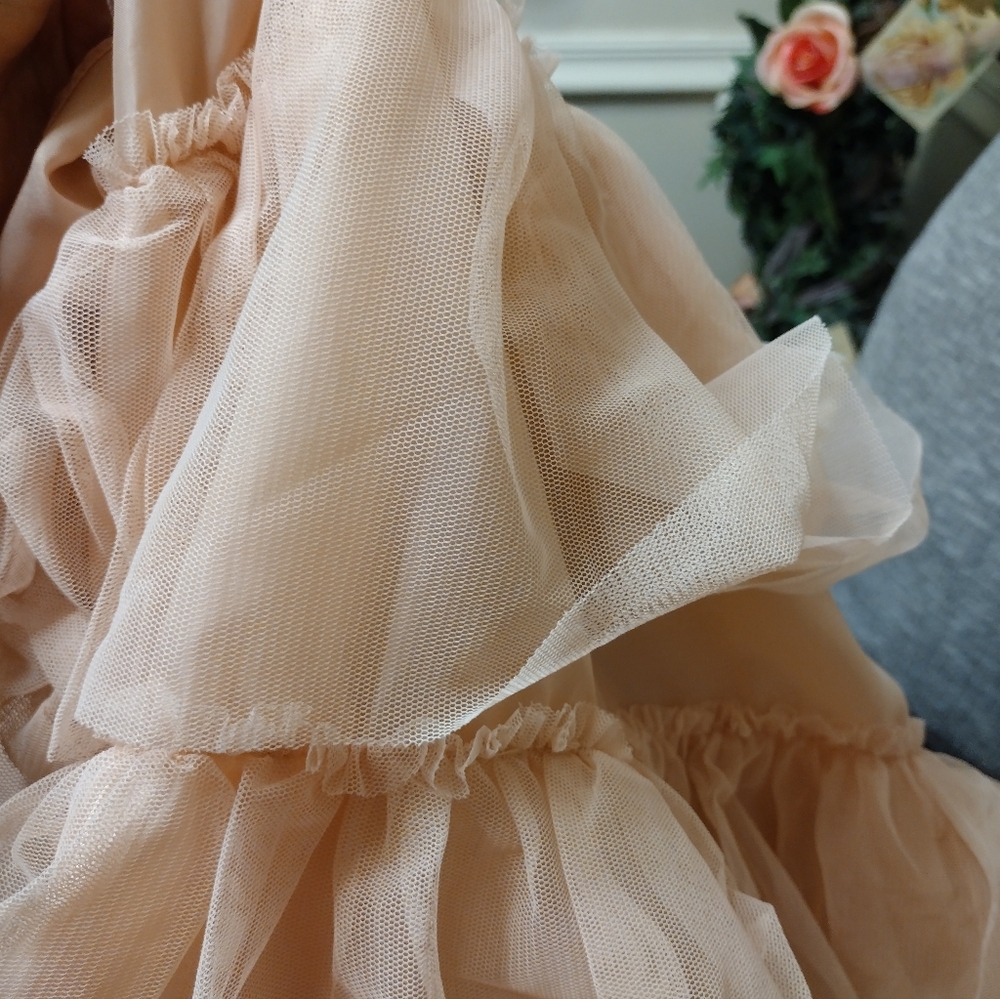 Disney Store Girl's "Belle" Pink Embroidered & Sequinned Rose Patterned Dress - Picture 5 of 11